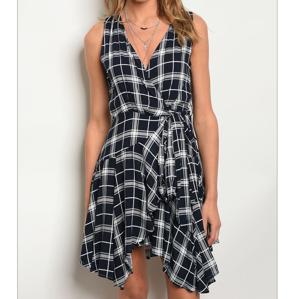 LAST Navy & White Plaid Dress 06023 - Picture 2 of 4